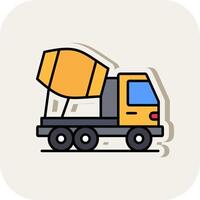 Concrete Mixer Truck Line Filled White Shadow Icon vector