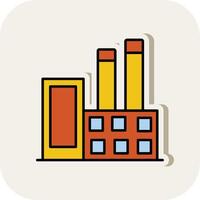 Industrial Buildings Line Filled White Shadow Icon vector