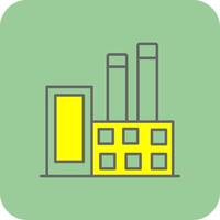 industrial edificios lleno amarillo icono vector