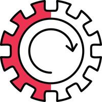 Gear Wheel Drawing Filled Half Cut Icon vector