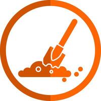 Shovel In Soil Glyph Orange Circle Icon vector