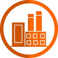 industrial edificios glifo naranja circulo icono vector