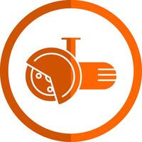 Angle Grinder Glyph Orange Circle Icon vector