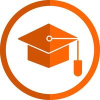 Graduate Hat Glyph Orange Circle Icon vector