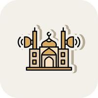 Mosque Speaker Line Filled White Shadow Icon vector