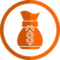 Money bag Glyph Orange Circle Icon vector