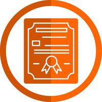 Certificate Glyph Orange Circle Icon vector