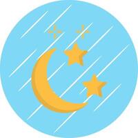 Moon and Star Flat Blue Circle Icon vector