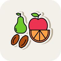 Fruit Line Filled White Shadow Icon vector