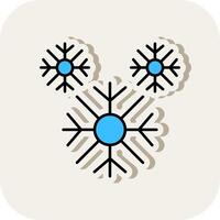 Snowflake Line Filled White Shadow Icon vector