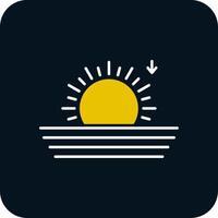 Sunset Glyph Two Color Icon vector