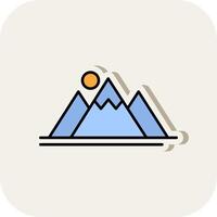 Mountain Line Filled White Shadow Icon vector