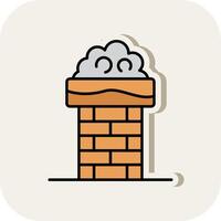 Chimney Top Line Filled White Shadow Icon vector