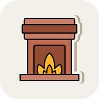 Fireplace Line Filled White Shadow Icon vector