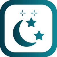 Moon and Star Glyph Gradient Round Corner Icon vector