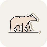 Polar Bear Line Filled White Shadow Icon vector