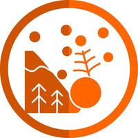 Avalanche Glyph Orange Circle Icon vector