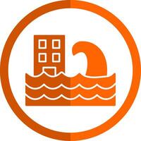 Tsunami Glyph Orange Circle Icon vector