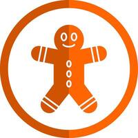 Gingerbread Man Glyph Orange Circle Icon vector