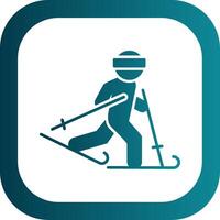 Ski Glyph Gradient Round Corner Icon vector