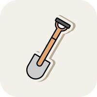 Shovel Line Filled White Shadow Icon vector