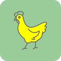 pollo lleno amarillo icono vector