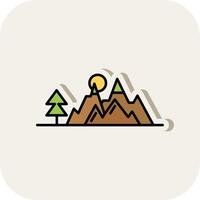 Mountains Line Filled White Shadow Icon vector