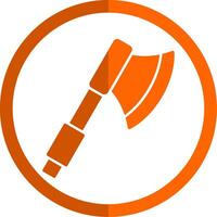 Axe Glyph Orange Circle Icon vector