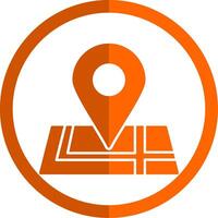 Map Glyph Orange Circle Icon vector