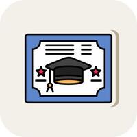 Diploma Line Filled White Shadow Icon vector