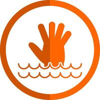 Drowning Glyph Orange Circle Icon vector