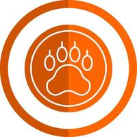 Pawprint Glyph Orange Circle Icon vector