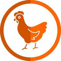 pollo glifo naranja circulo icono vector