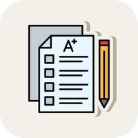 Exam Line Filled White Shadow Icon vector