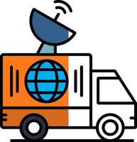 News Van Filled Half Cut Icon vector