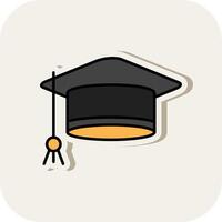 Mortarboard Line Filled White Shadow Icon vector