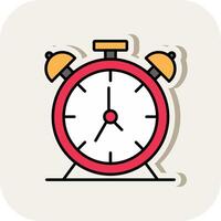 Alarm Clock Line Filled White Shadow Icon vector