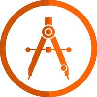 Drawing Compass Glyph Orange Circle Icon vector