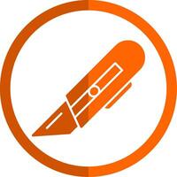 Utility Knife Glyph Orange Circle Icon vector