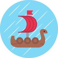 Viking Ship Flat Blue Circle Icon vector