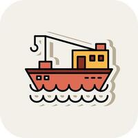 Fishing Boat Line Filled White Shadow Icon vector