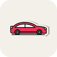 Car Line Filled White Shadow Icon vector