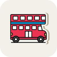 Double Bus Line Filled White Shadow Icon vector