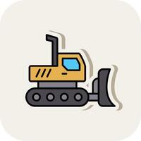 Excavator Line Filled White Shadow Icon vector