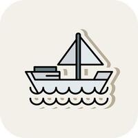 Dinghy Line Filled White Shadow Icon vector