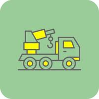 Crane Truck Filled Yellow Icon vector