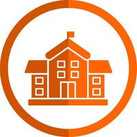 School Glyph Orange Circle Icon vector