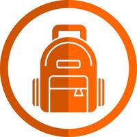 mochila glifo naranja circulo icono vector