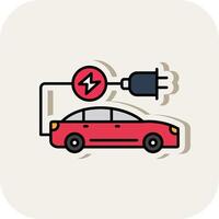 Electric Car Line Filled White Shadow Icon vector
