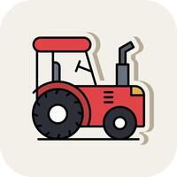 tractor línea lleno blanco sombra icono vector